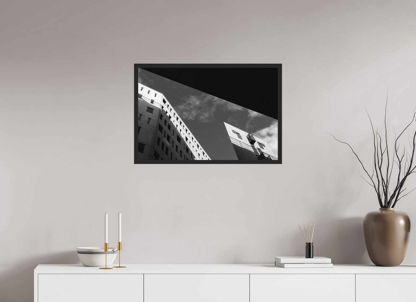 75 x 50 cm, Ilford on Aluminium, Framed Truncated - Schwarzweiß-Architekturfotografie - Hochwertiger Abzug in Galeriequalität