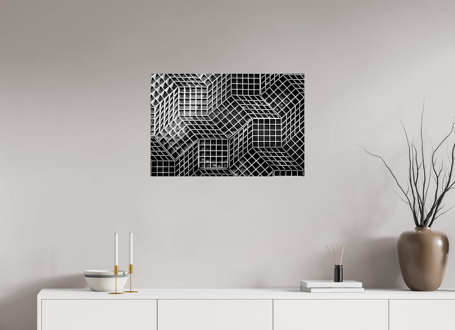 Rubik's Cube - Abstrakte Schwarzweiß-Fotografie, Naheinstellung - Hochwertiger Abzug in Galeriequalität