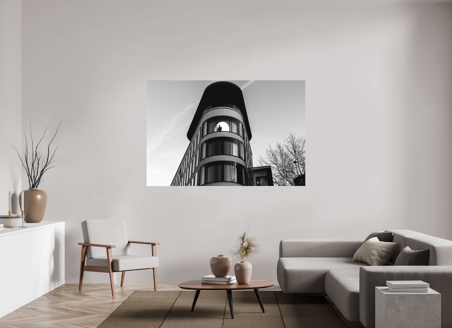 On the Moon - Schwarzweiß-Architekturfotografie - Hochwertiger Abzug in Galeriequalität