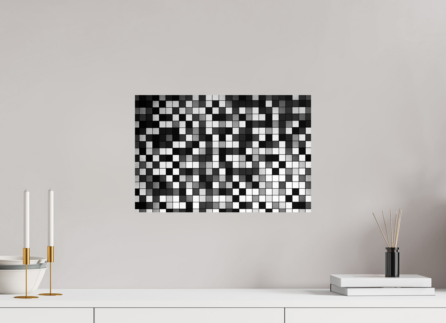 45 x 30 cm, Ilford Photo Print Pixels - Abstrakte Schwarzweiß-Fotografie - Hochwertiger Abzug in Galeriequalität