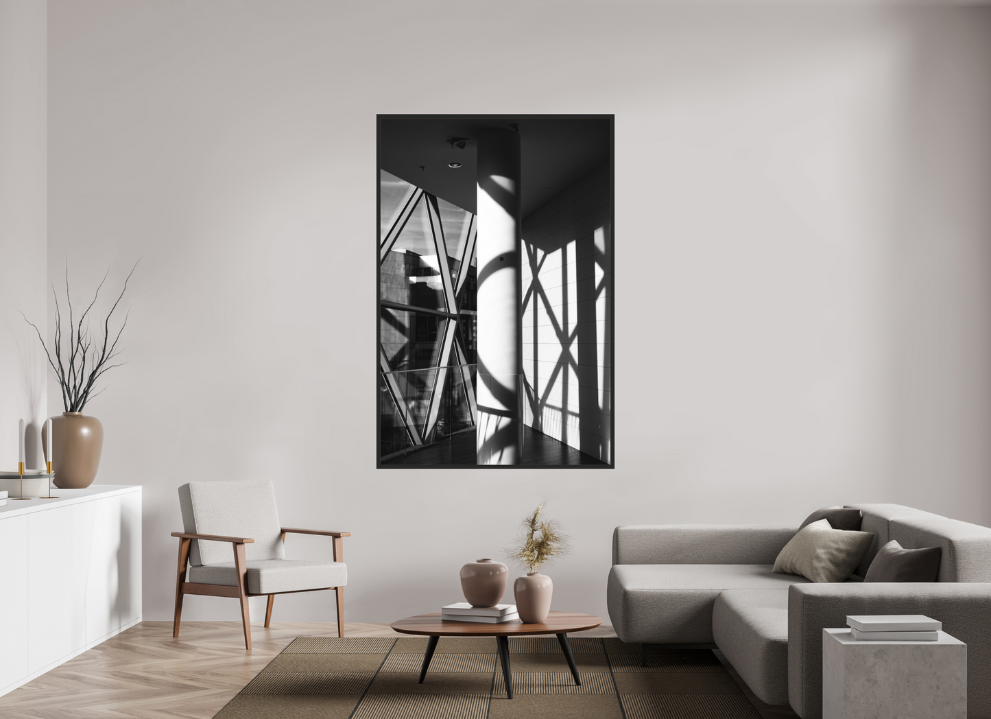 120 x 180 cm, Ilford on Aluminium, Framed Cornered - Schwarzweiß-Architekturfotografie - Hochwertiger Abzug in Galeriequalität
