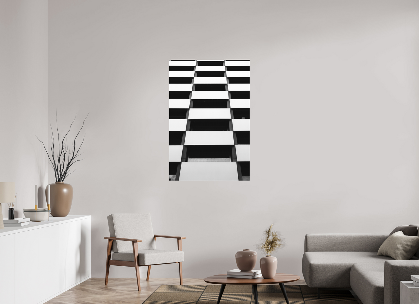 Checkers - Schwarzweiß-Architekturfotografie - Hochwertiger Abzug in Galeriequalität