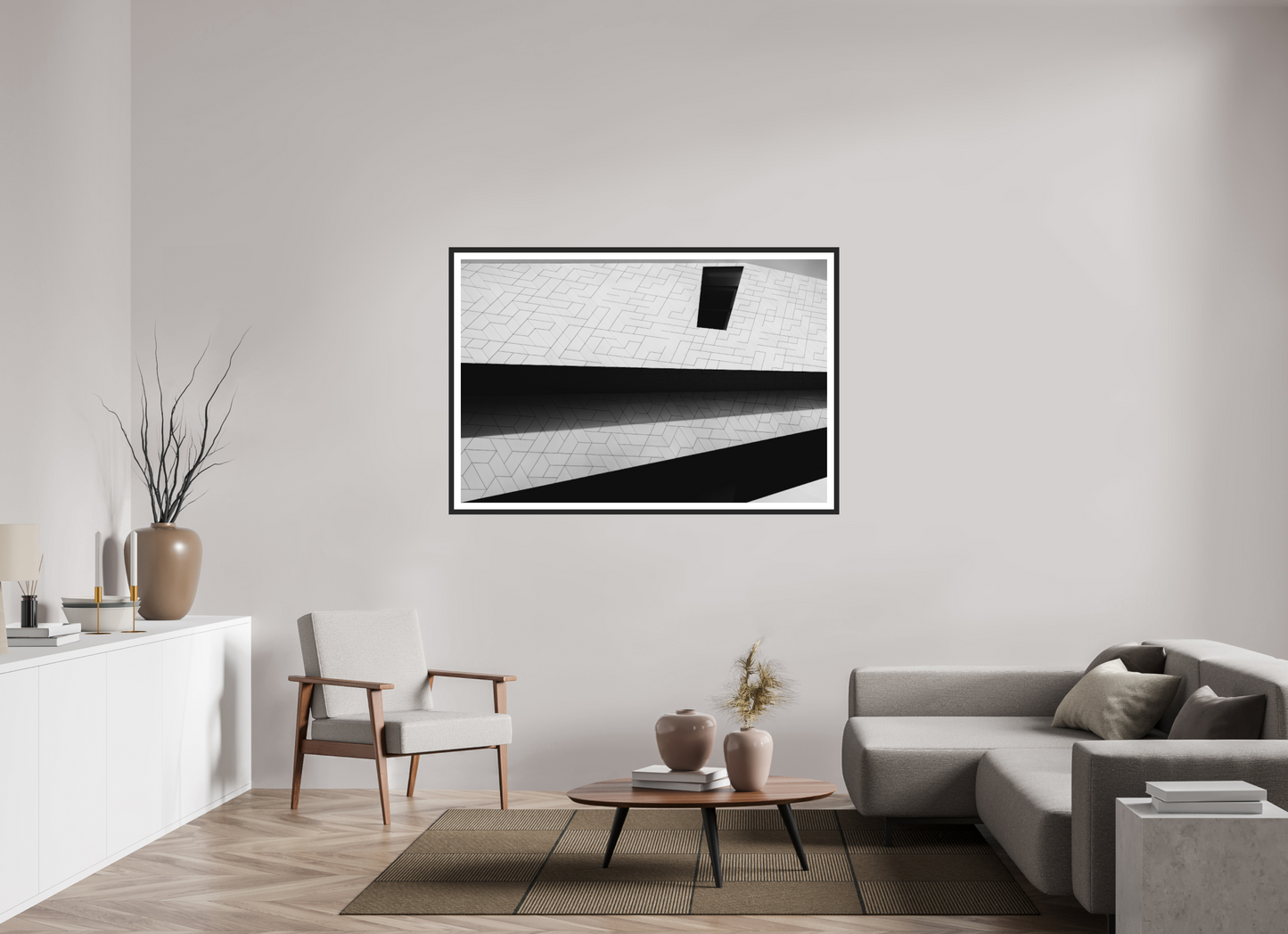 Triangles - Schwarzweiß-Architekturfotografie - Hochwertiger Abzug in Galeriequalität