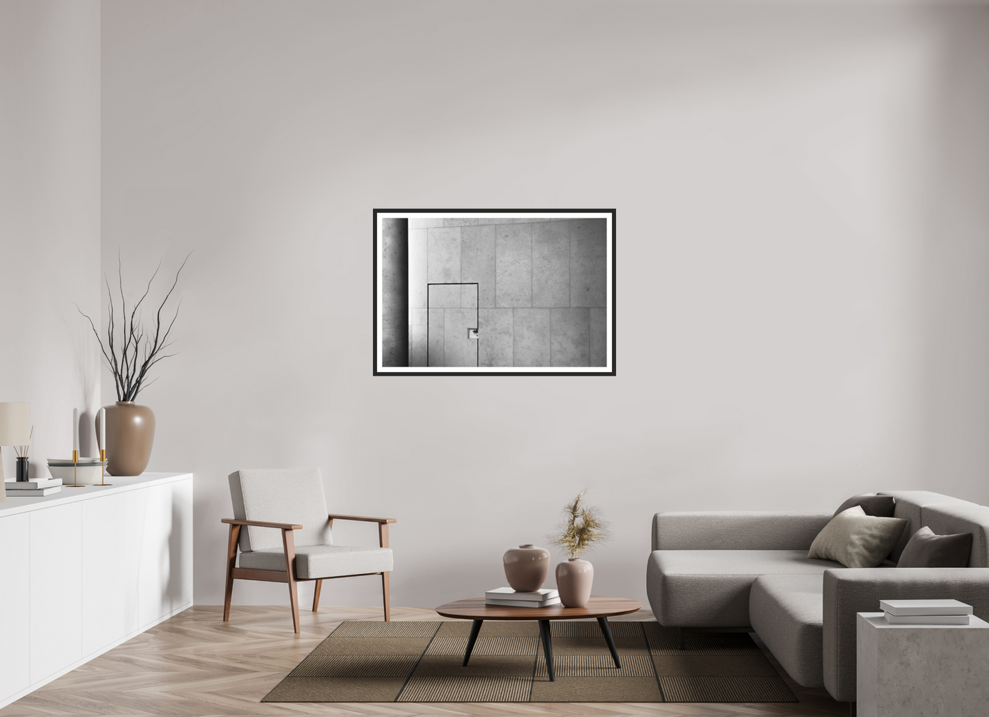 120 x 80 cm, Ilford on Aluminium behind Acrylic Glass, Framed with Border Shut - Schwarzweiß-Architekturfotografie - Hochwertiger Abzug in Galeriequalität
