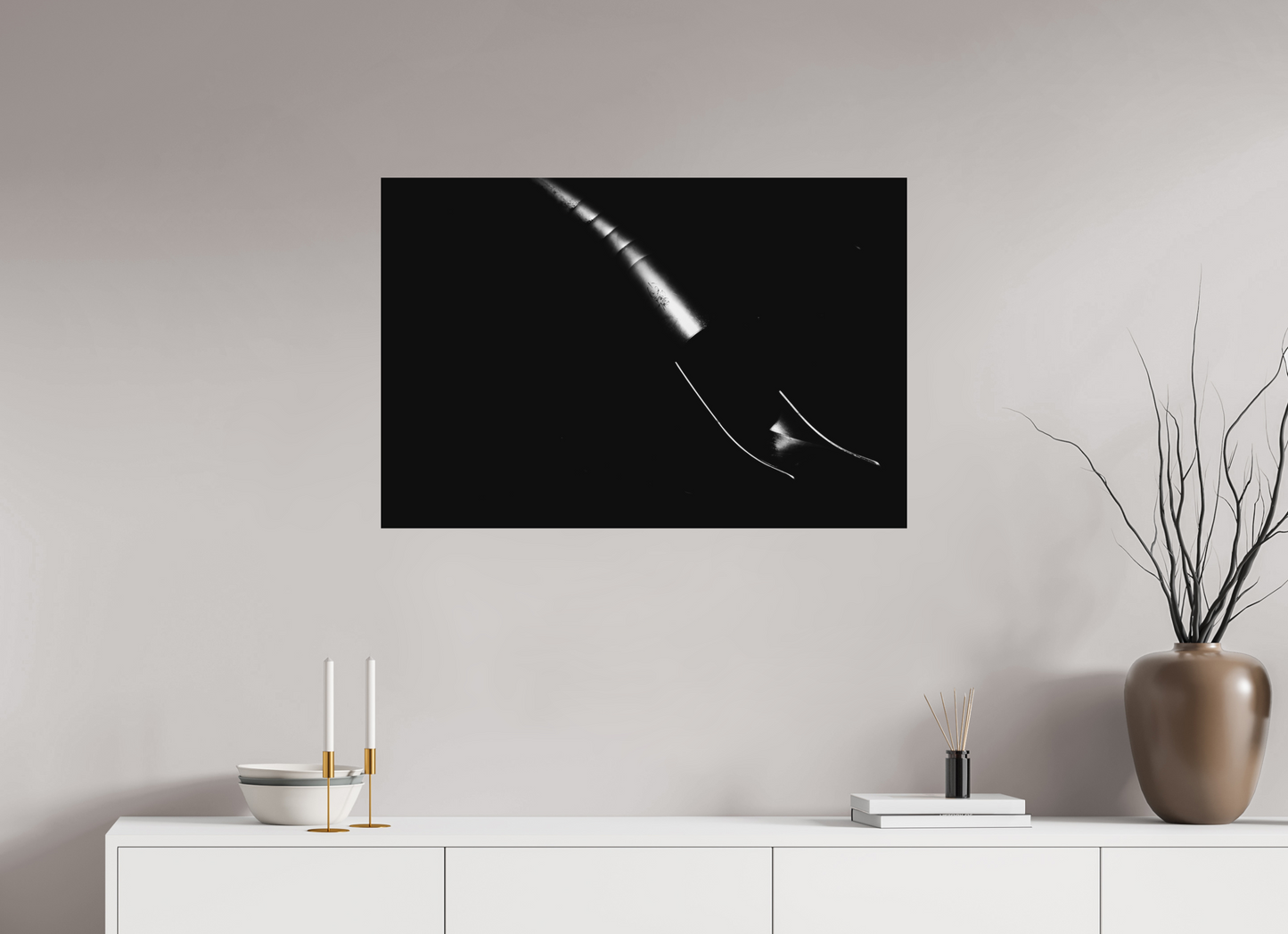 Slide - Abstrakte Minimalistische Schwarzweiß-Nachtfotografie - Hochwertiger Abzug in Galeriequalität