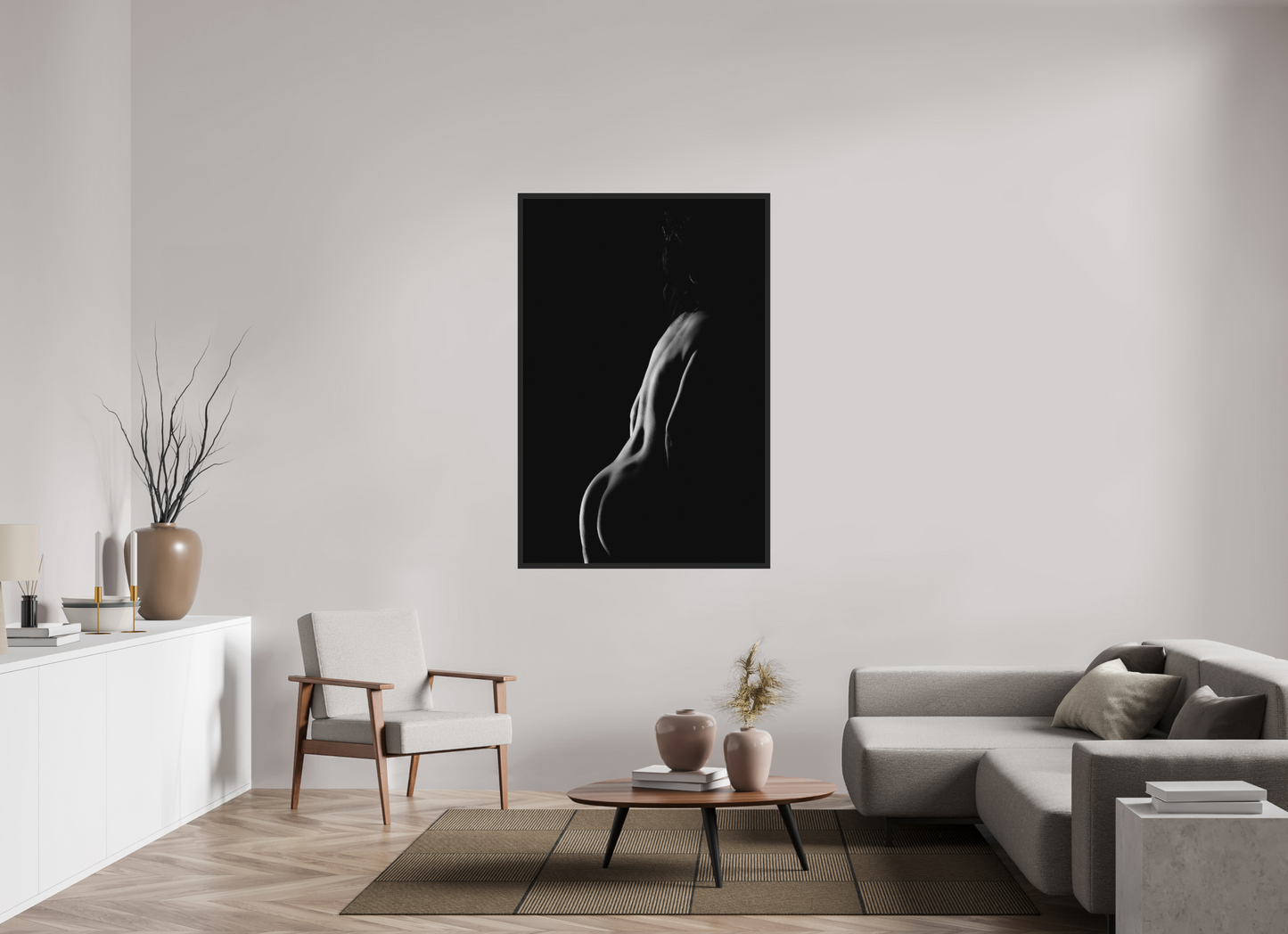 Crescent Moon II - Schwarzweiß-Fotografie, Teilakt - Hochwertiger Abzug in Galeriequalität