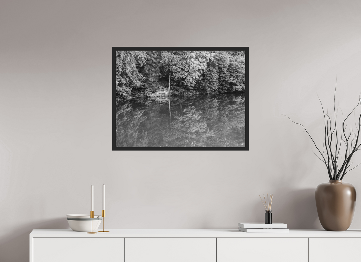 80 x 60 cm, Ilford on Aluminium, Framed Parallel - Schwarzweiß Landschaftsfotografie - Hochwertiger Abzug in Galeriequalität