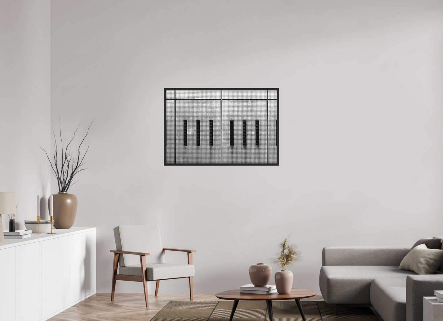 105 x 70 cm, Ilford on Aluminium behind Acrylic Glass, Framed Sixish - Schwarzweiß-Fotokunst - Hochwertiger Abzug