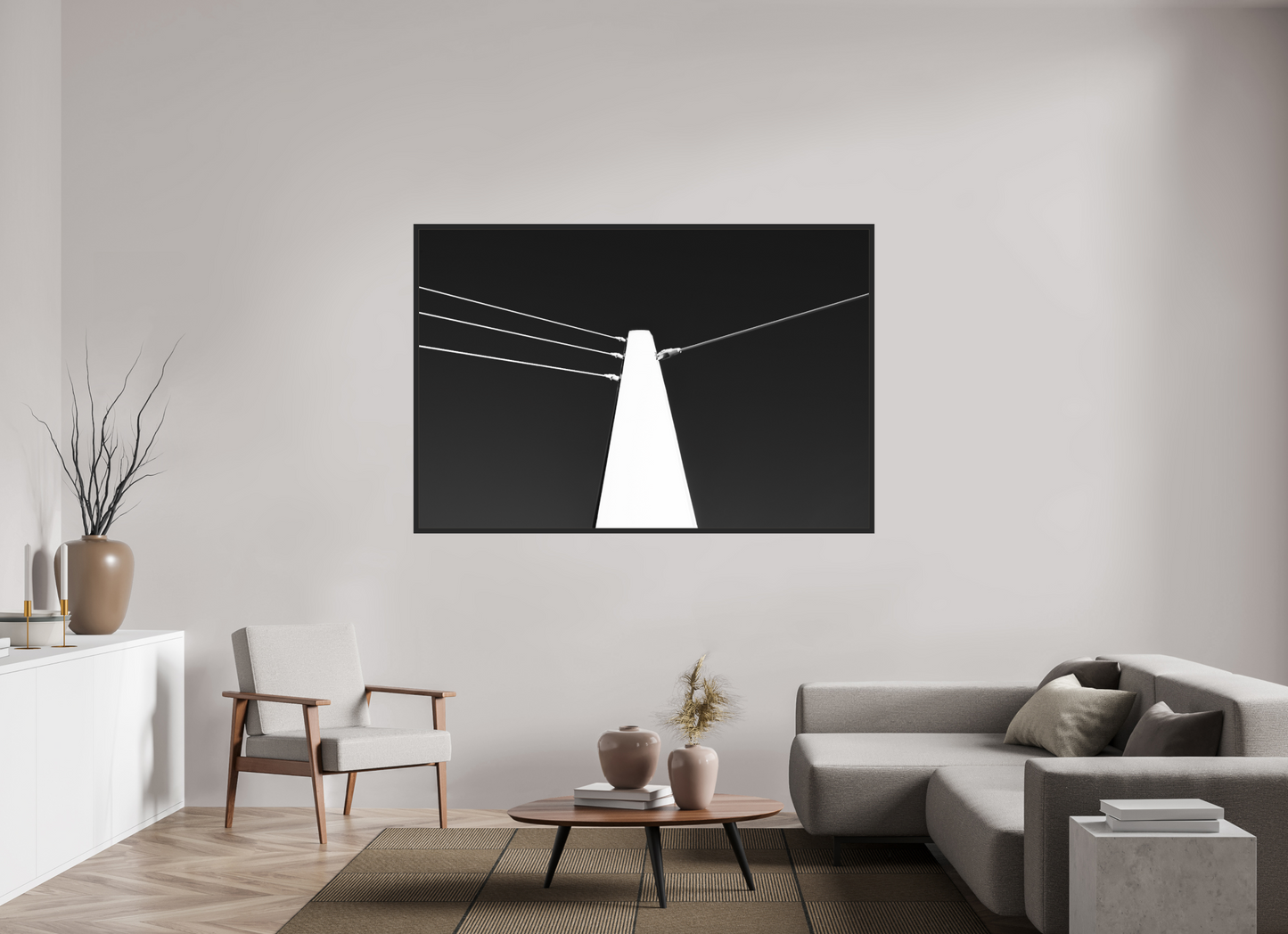 Suspension III - Minimalistische Schwarzweiß-Fotografie - Hochwertiger Abzug in Galeriequalität