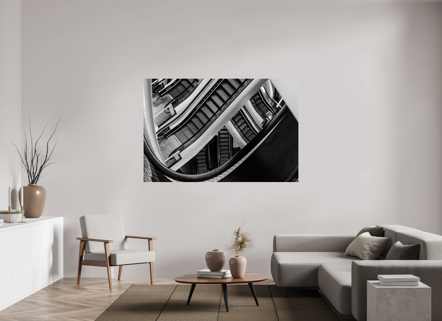 180 x 120 cm, Ilford Photo Print Labyrinth - Schwarzweiß-Architekturfotografie - Hochwertiger Abzug in Galeriequalität