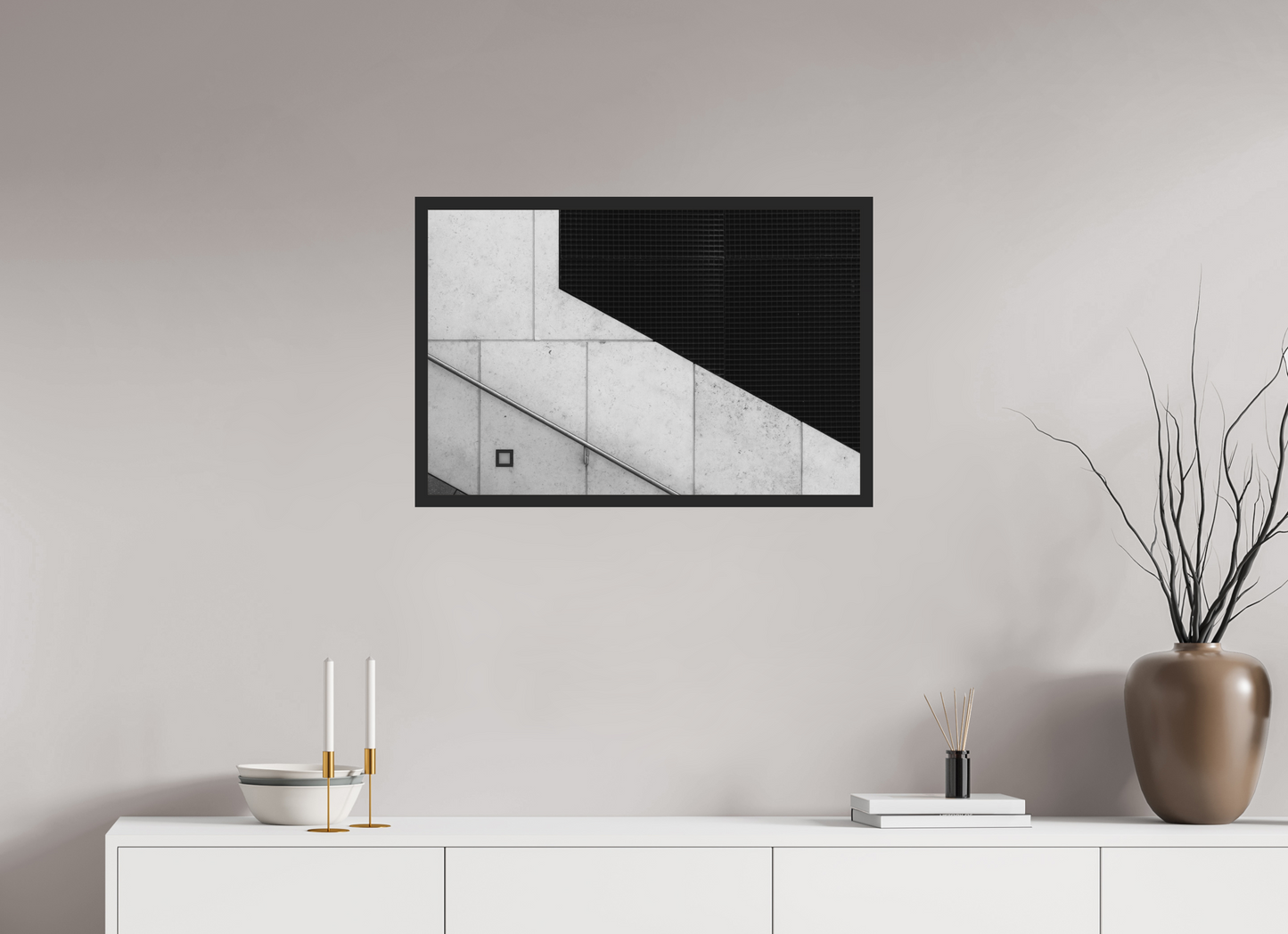 75 x 50 cm, Ilford on Aluminium, Framed Cut - Abstrakte Schwarzweiß-Fotografie - Hochwertiger Abzug in Galeriequalität