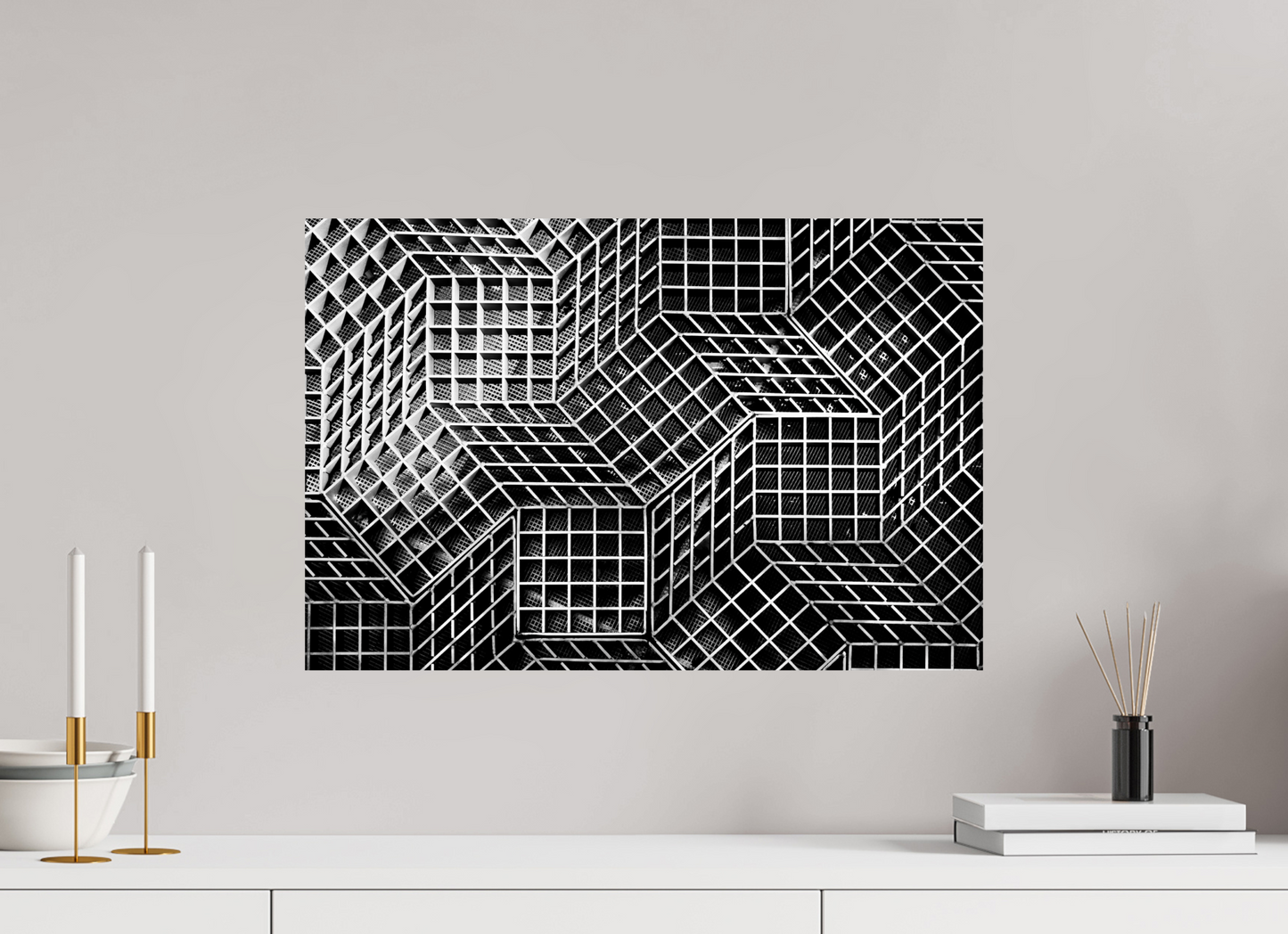 Rubik's Cube - Abstrakte Schwarzweiß-Fotografie, Naheinstellung - Hochwertiger Abzug in Galeriequalität