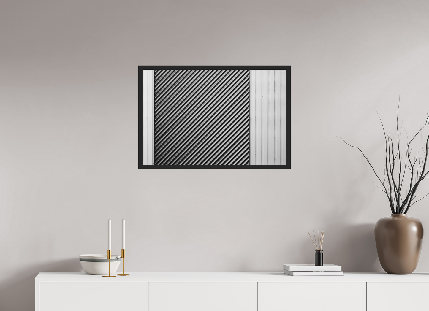 75 x 50 cm, Ilford on Aluminium behind Acrylic Glass, Framed Strobe - Abstrakte Schwarzweiß-Fotografie - Hochwertiger Abzug in Galeriequalität