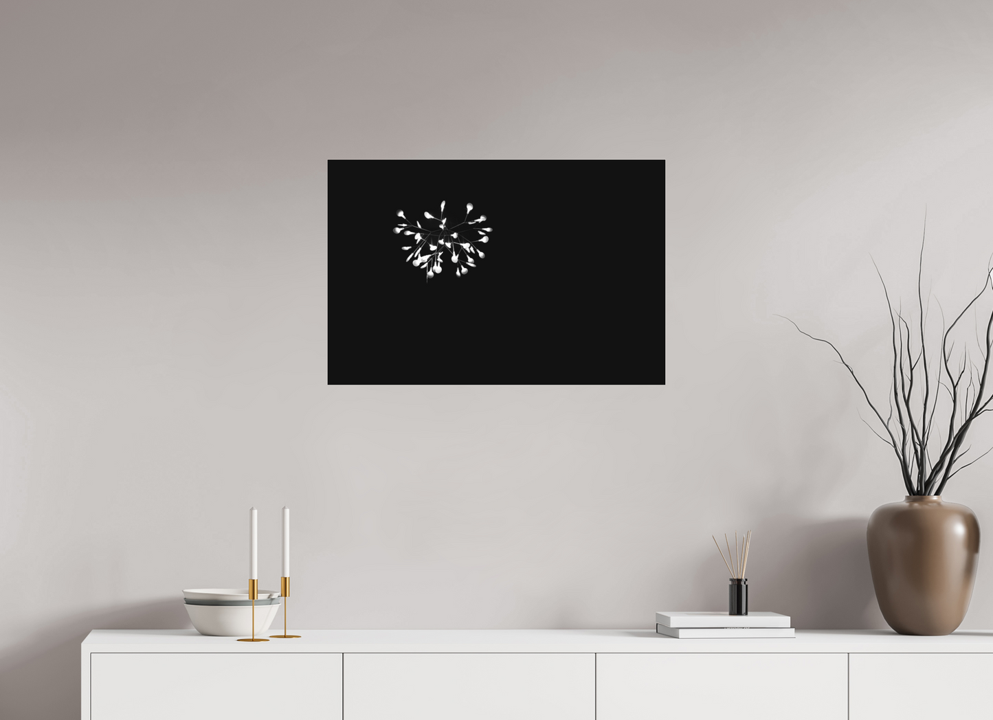Fireworks - Abstrakte Minimalistische Schwarzweiß-Fotografie - Hochwertiger Abzug in Galeriequalität