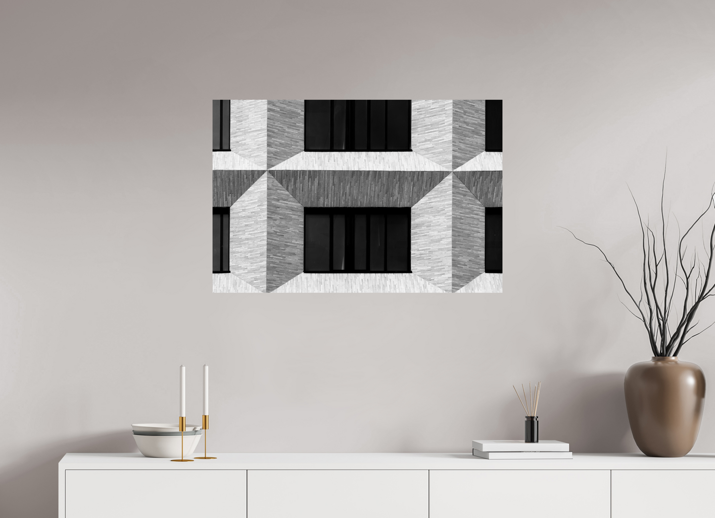 90 x 60 cm, Ilford Photo Print Waffle II - Schwarzweiß-Architekturfotografie, Naheinstellung - Hochwertiger Abzug in Galeriequalität