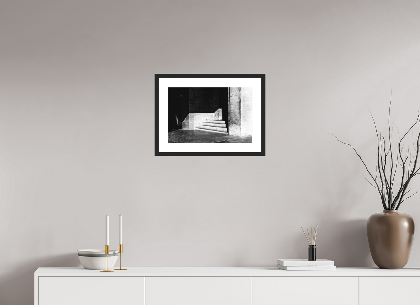45 x 30 cm, Ilford Framed with Passepartout and Premium Glass Admission - Schwarzweiß-Architekturfotografie - Hochwertiger Abzug in Galeriequalität