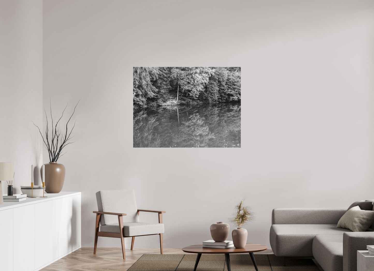 120 x 90 cm, Ilford on Aluminium behind Acrylic Glass Parallel - Schwarzweiß Landschaftsfotografie - Hochwertiger Abzug in Galeriequalität