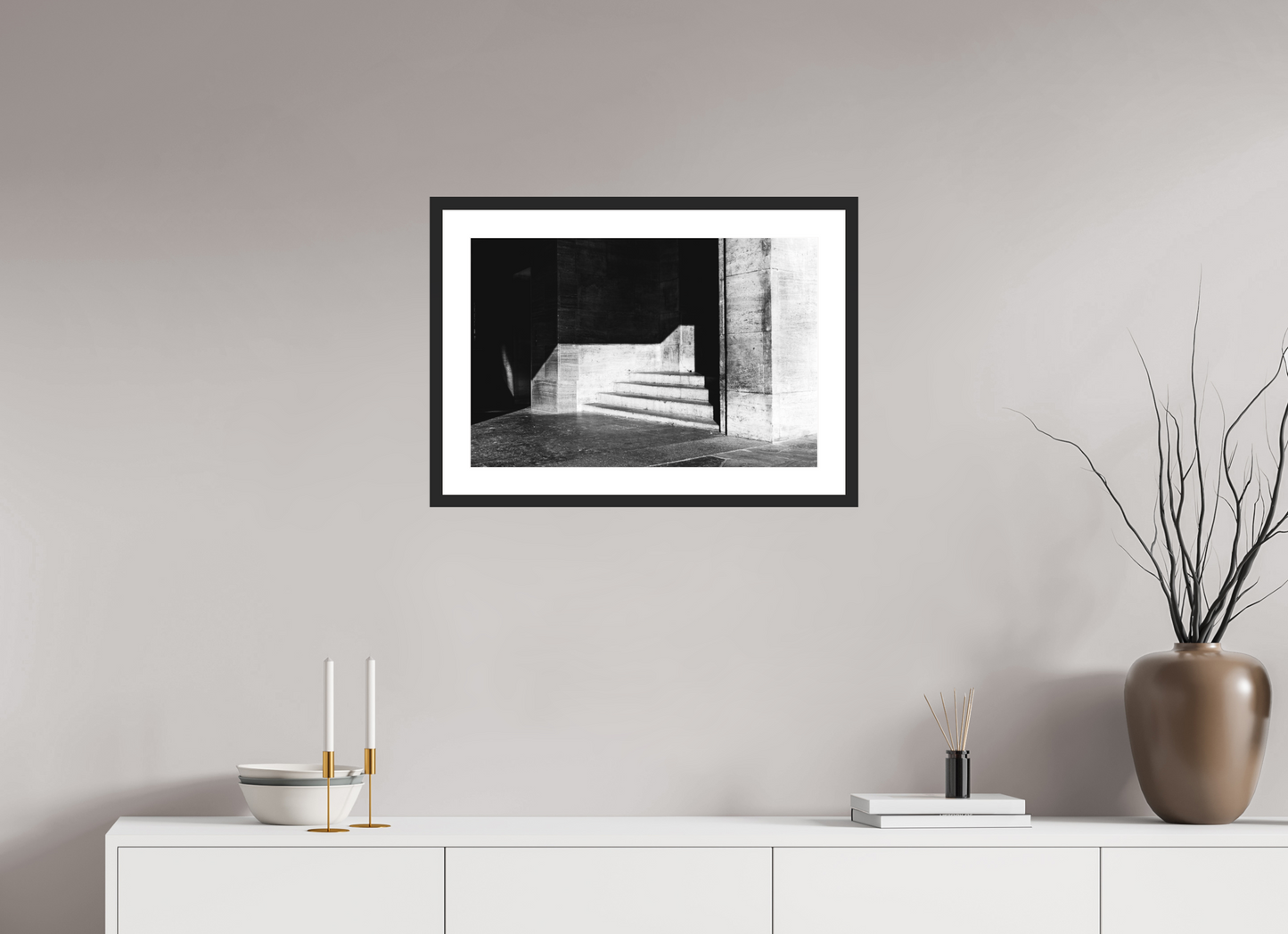 60 x 40 cm, Baryta Framed with Passepartout and Premium Glass Admission - Schwarzweiß-Architekturfotografie - Hochwertiger Abzug in Galeriequalität