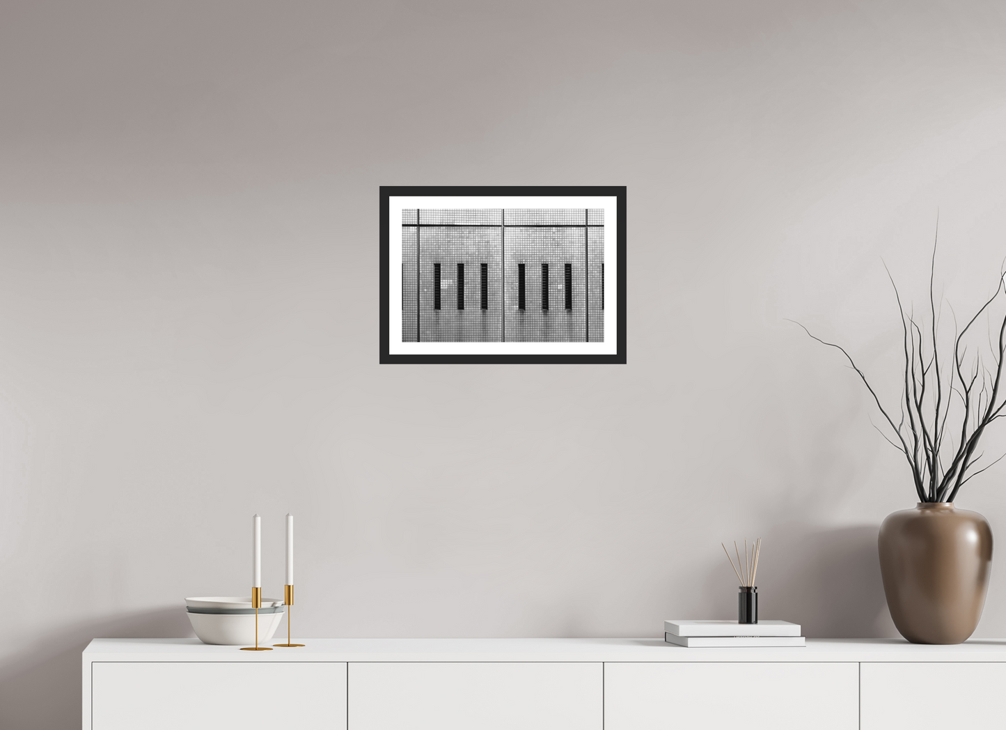 45 x 30 cm, Ilford on Aluminium behind Acrylic Glass, Framed with Border Sixish - Schwarzweiß-Fotokunst - Hochwertiger Abzug