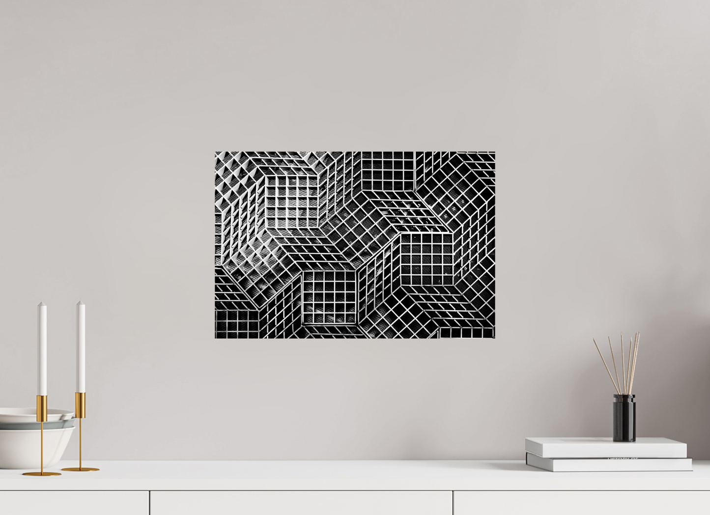 Rubik's Cube - Abstrakte Schwarzweiß-Fotografie, Naheinstellung - Hochwertiger Abzug in Galeriequalität
