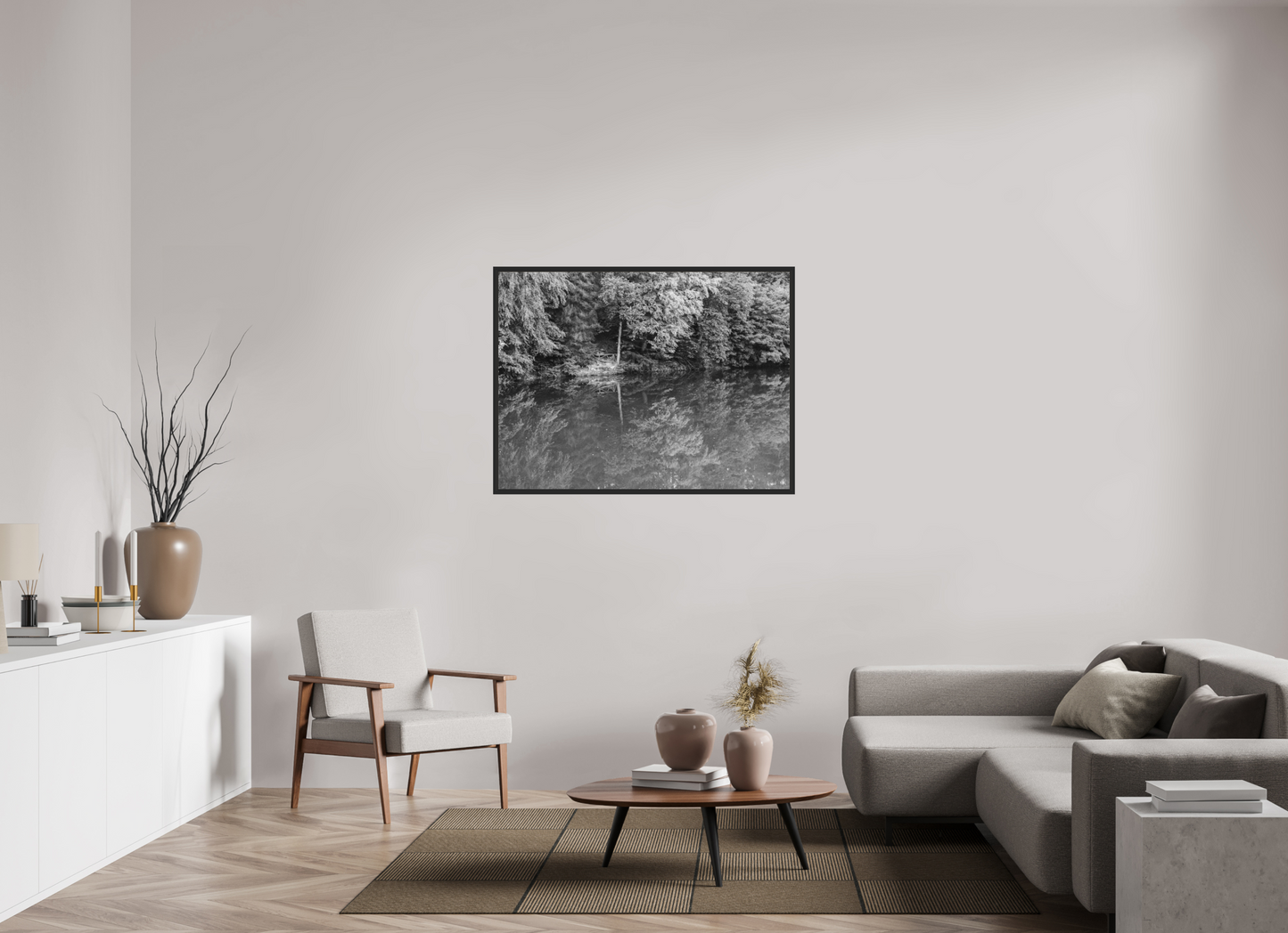120 x 90 cm, Ilford on Aluminium, Framed Parallel - Schwarzweiß Landschaftsfotografie - Hochwertiger Abzug in Galeriequalität