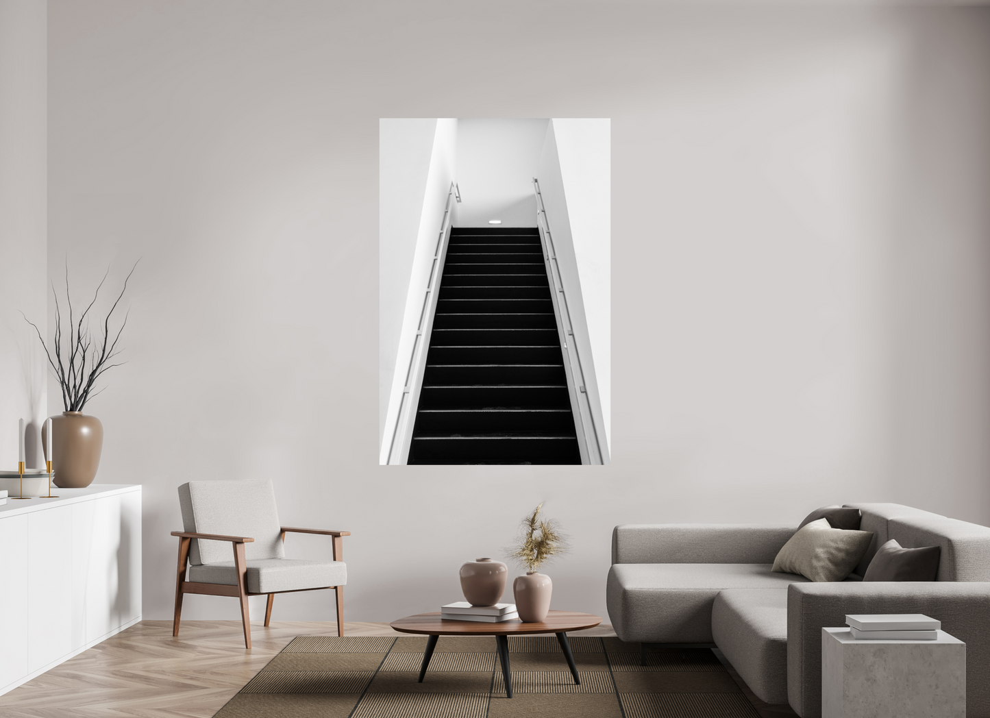 120 x 180 cm, Ilford Photo Print Climb - Schwarzweiß-Architekturfotografie - Hochwertiger Abzug in Galeriequalität