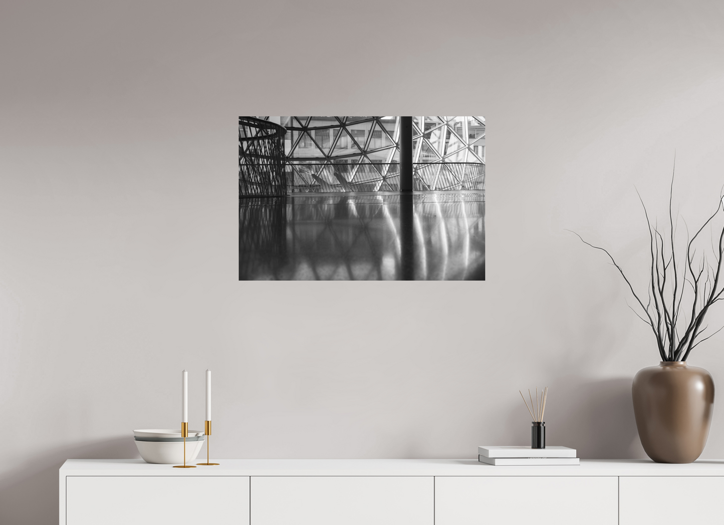75 x 50 cm, Ilford on Aluminium Polished - Schwarzweiß-Architekturfotografie - Hochwertiger Abzug in Galeriequalität