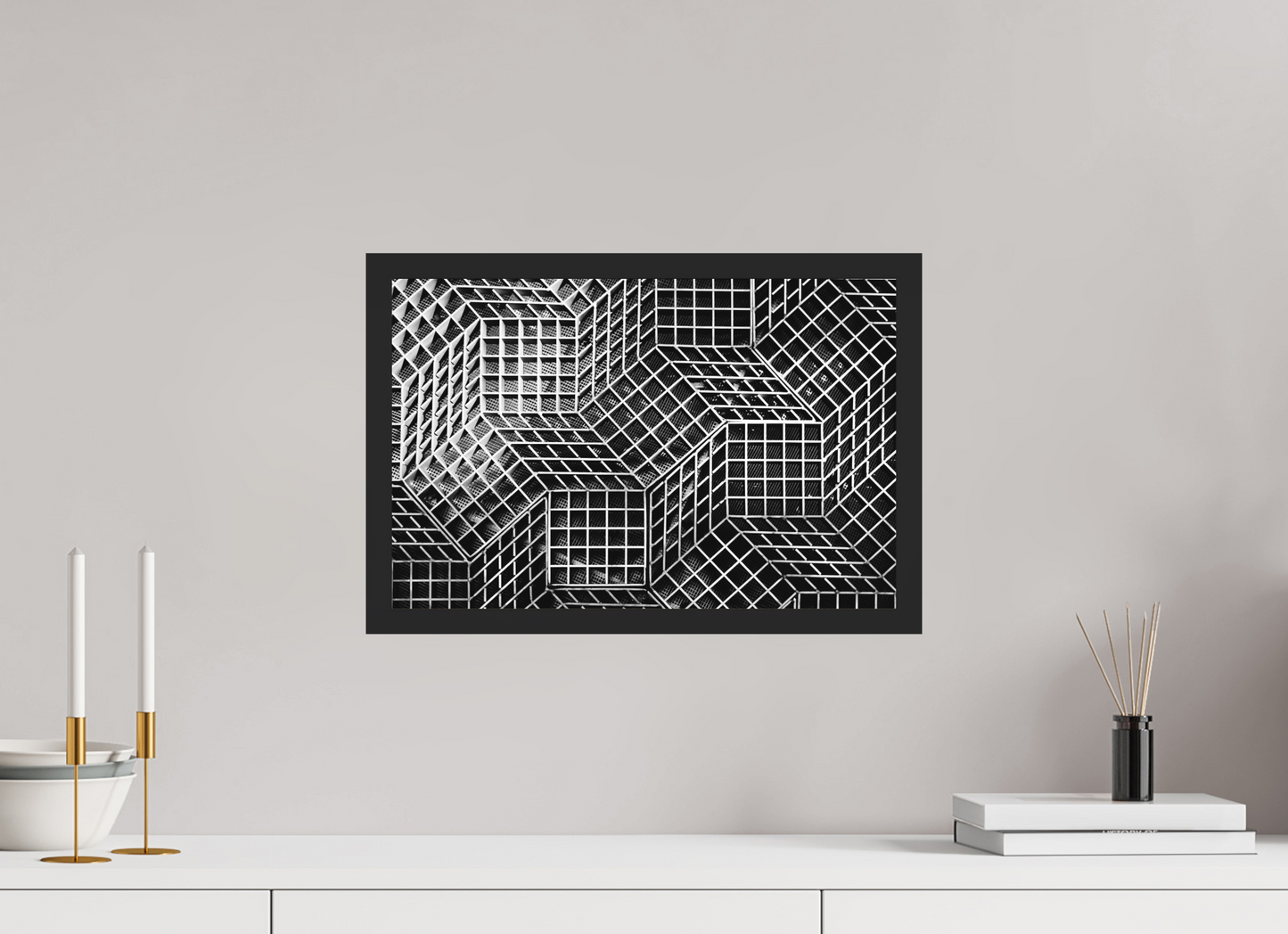 Rubik's Cube - Abstrakte Schwarzweiß-Fotografie, Naheinstellung - Hochwertiger Abzug in Galeriequalität