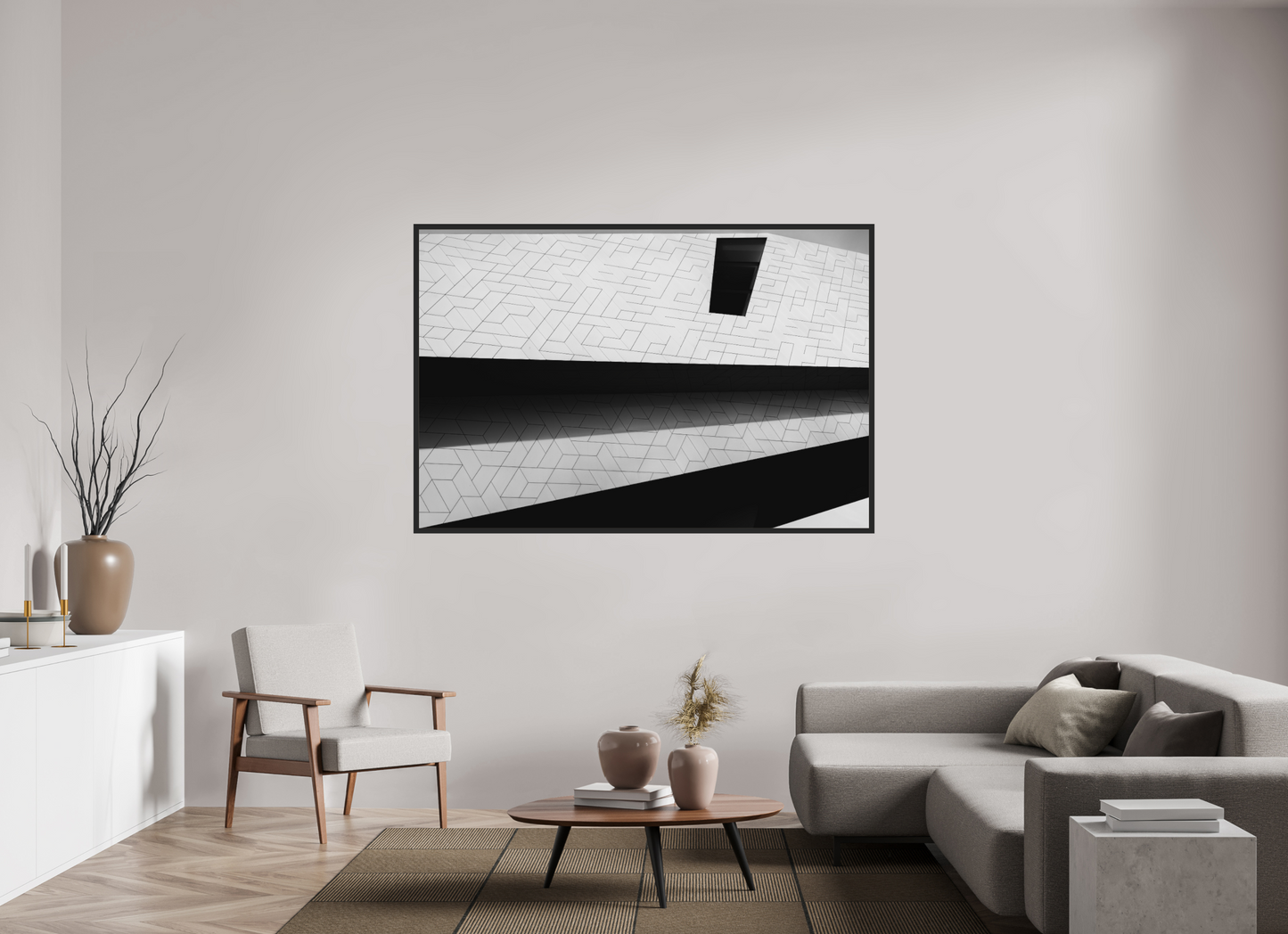 Triangles - Schwarzweiß-Architekturfotografie - Hochwertiger Abzug in Galeriequalität