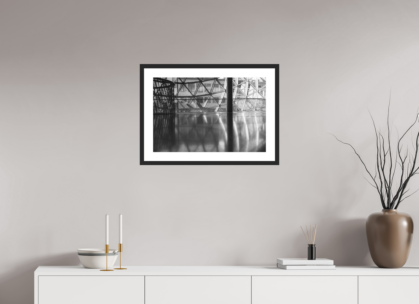 60 x 40 cm, Baryta Framed with Passepartout and Premium Glass Polished - Schwarzweiß-Architekturfotografie - Hochwertiger Abzug in Galeriequalität