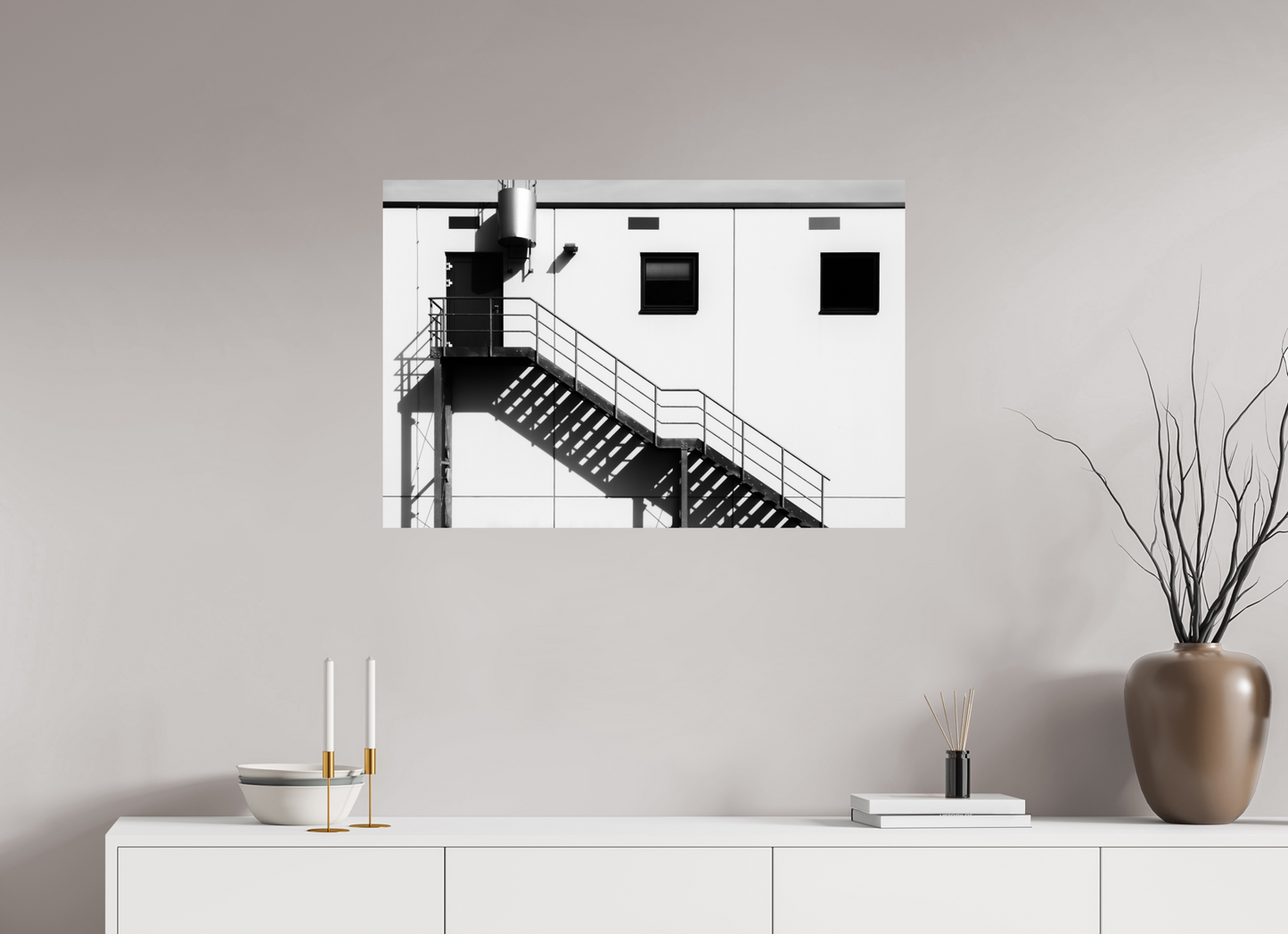 90 x 60 cm, Ilford Photo Print Floating - Schwarzweiß-Architekturfotografie - Hochwertiger Abzug in Galeriequalität