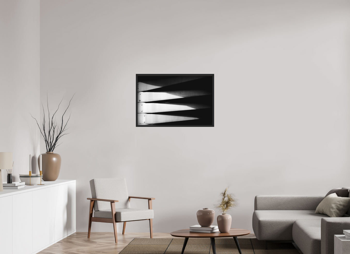 90 x 60 cm, Ilford on Aluminium behind Acrylic Glass, Framed Fangs - Abstrakte Schwarzweiß-Fotografie - Hochwertiger Abzug in Galeriequalität