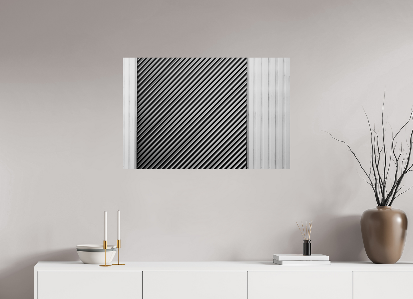 90 x 60 cm, Baryta Photo Print Strobe - Abstrakte Schwarzweiß-Fotografie - Hochwertiger Abzug in Galeriequalität