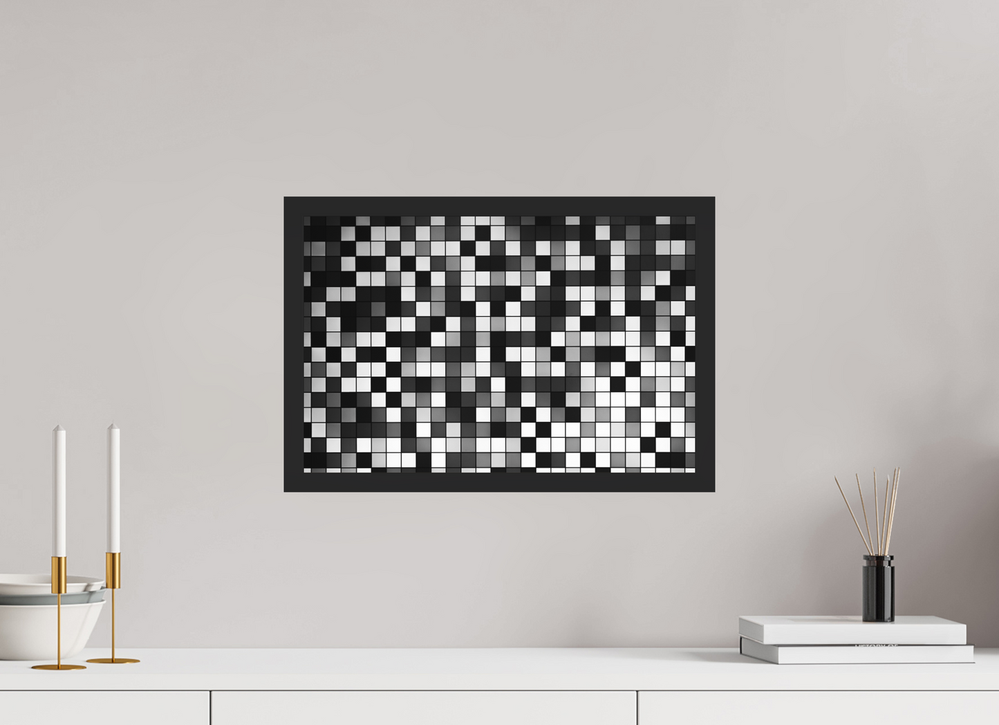 45 x 30 cm, Ilford on Aluminium, Framed Pixels - Abstrakte Schwarzweiß-Fotografie - Hochwertiger Abzug in Galeriequalität