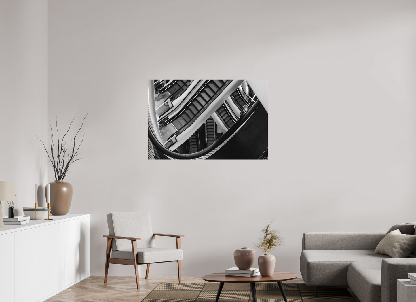 120 x 80 cm, Ilford on Aluminium Labyrinth - Schwarzweiß-Architekturfotografie - Hochwertiger Abzug in Galeriequalität