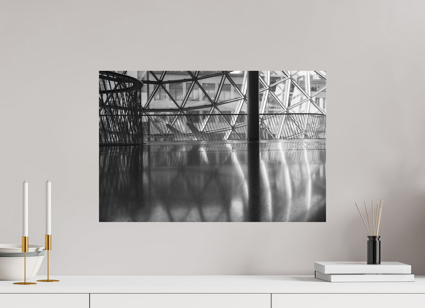60 x 40 cm, Ilford on Aluminium Polished - Schwarzweiß-Architekturfotografie - Hochwertiger Abzug in Galeriequalität