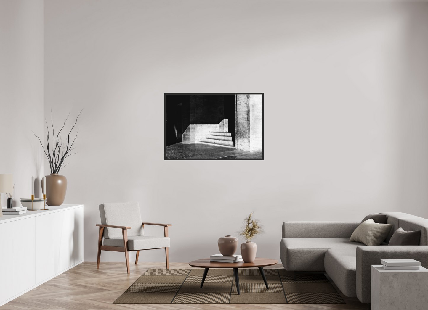120 x 80 cm, Ilford on Aluminium behind Acrylic Glass, Framed Admission - Schwarzweiß-Architekturfotografie - Hochwertiger Abzug in Galeriequalität
