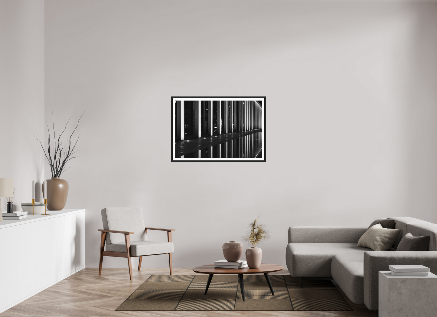 Rail - Schwarzweiß-Nachtfotografie - Hochwertiger Abzug in Galeriequalität