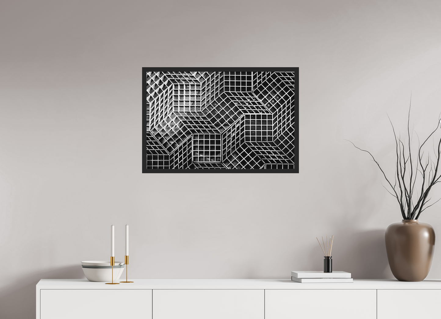 Rubik's Cube - Abstrakte Schwarzweiß-Fotografie, Naheinstellung - Hochwertiger Abzug in Galeriequalität