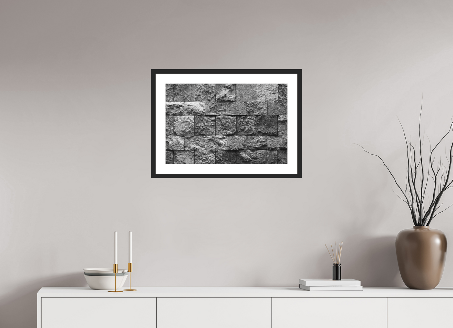 60 x 40 cm, Baryta Framed with Passepartout and Premium Glass Misalignment - Abstrakte Schwarzweiß-Fotokunst - Hochwertiger Abzug in Galeriequalität