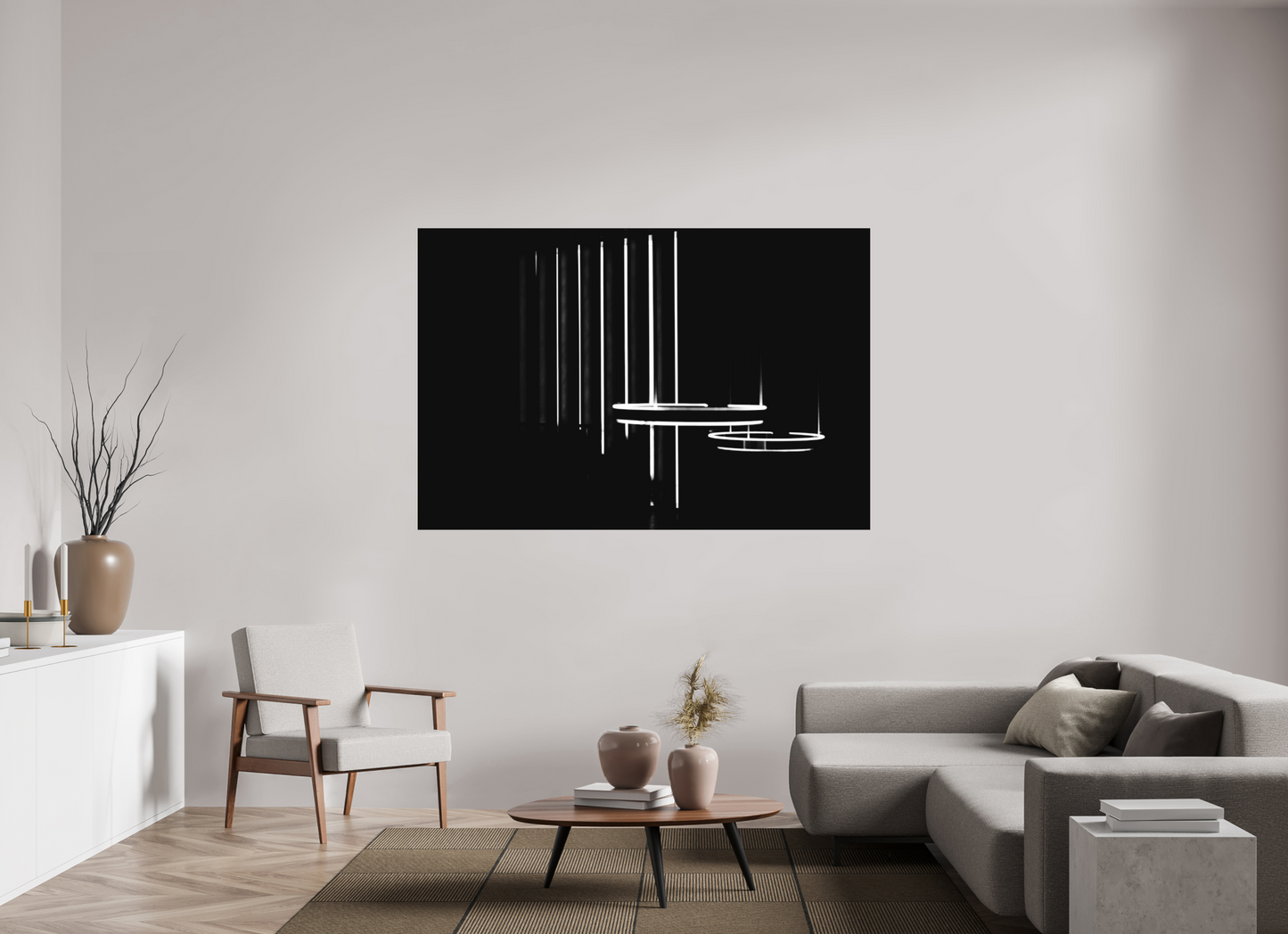 Contact - Abstrakte Schwarzweiß-Nachtfotografie - Hochwertiger Abzug in Galeriequalität