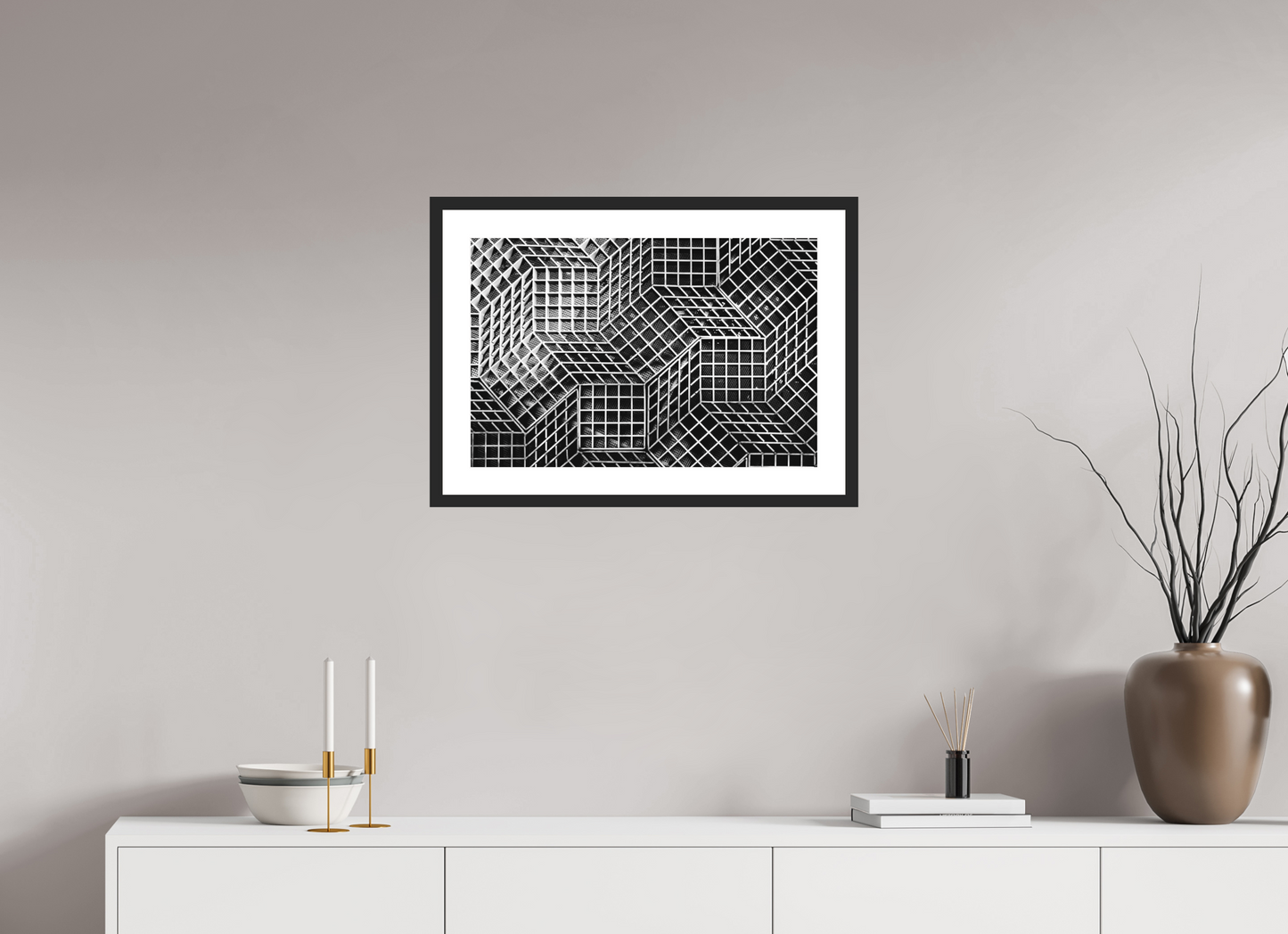 Rubik's Cube - Abstrakte Schwarzweiß-Fotografie, Naheinstellung - Hochwertiger Abzug in Galeriequalität
