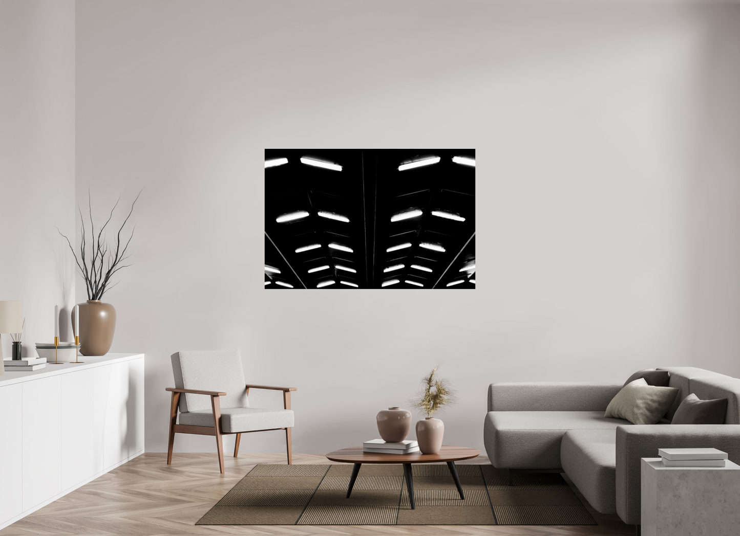 Flock - Abstrakte Schwarzweiß-Nachtfotografie - Hochwertiger Abzug in Galeriequalität