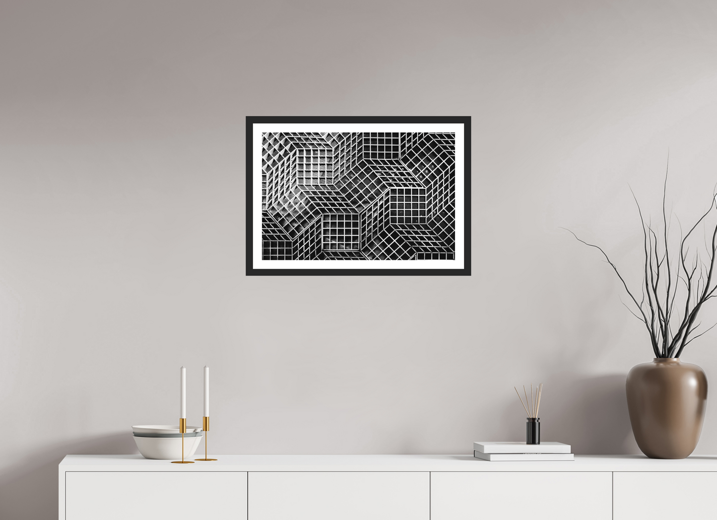Rubik's Cube - Abstrakte Schwarzweiß-Fotografie, Naheinstellung - Hochwertiger Abzug in Galeriequalität