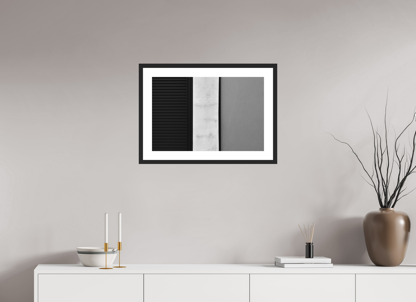 60 x 40 cm, Ilford Framed with Passepartout and Premium Glass Palette - Abstrakte Schwarzweiß-Fotografie - Hochwertiger Abzug in Galeriequalität