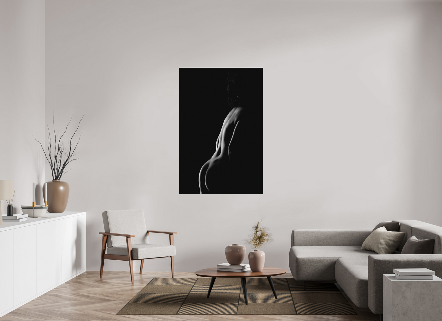 Crescent Moon II - Schwarzweiß-Fotografie, Teilakt - Hochwertiger Abzug in Galeriequalität