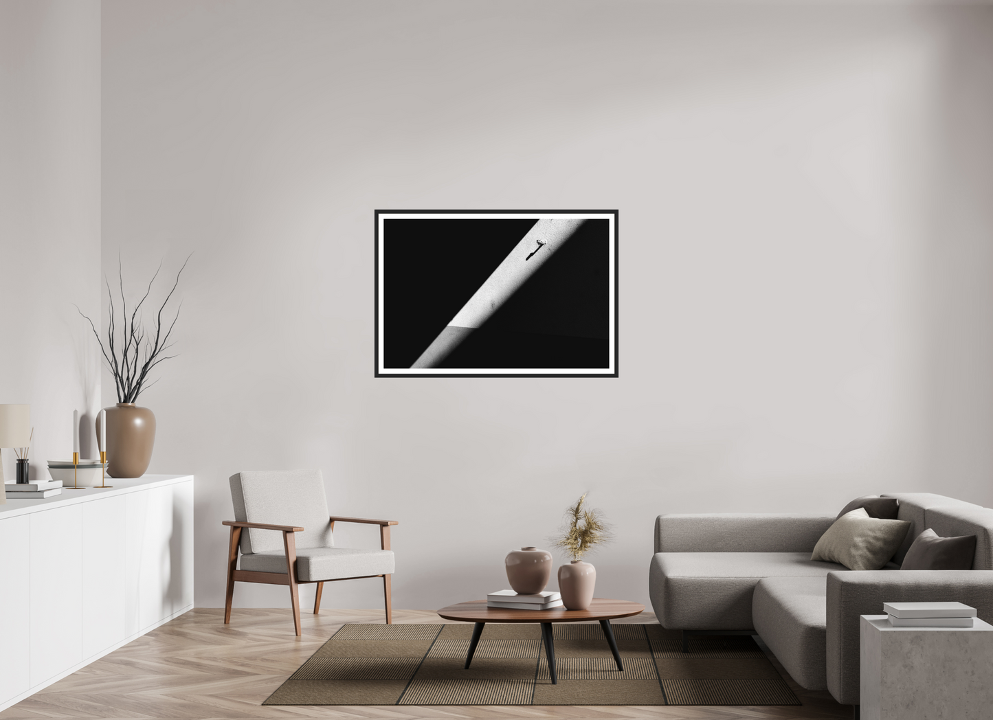 120 x 80 cm, Ilford on Aluminium, Framed with Border Isolation - Abstrakte Schwarzweiß-Fotografie - Hochwertiger Abzug in Galeriequalität