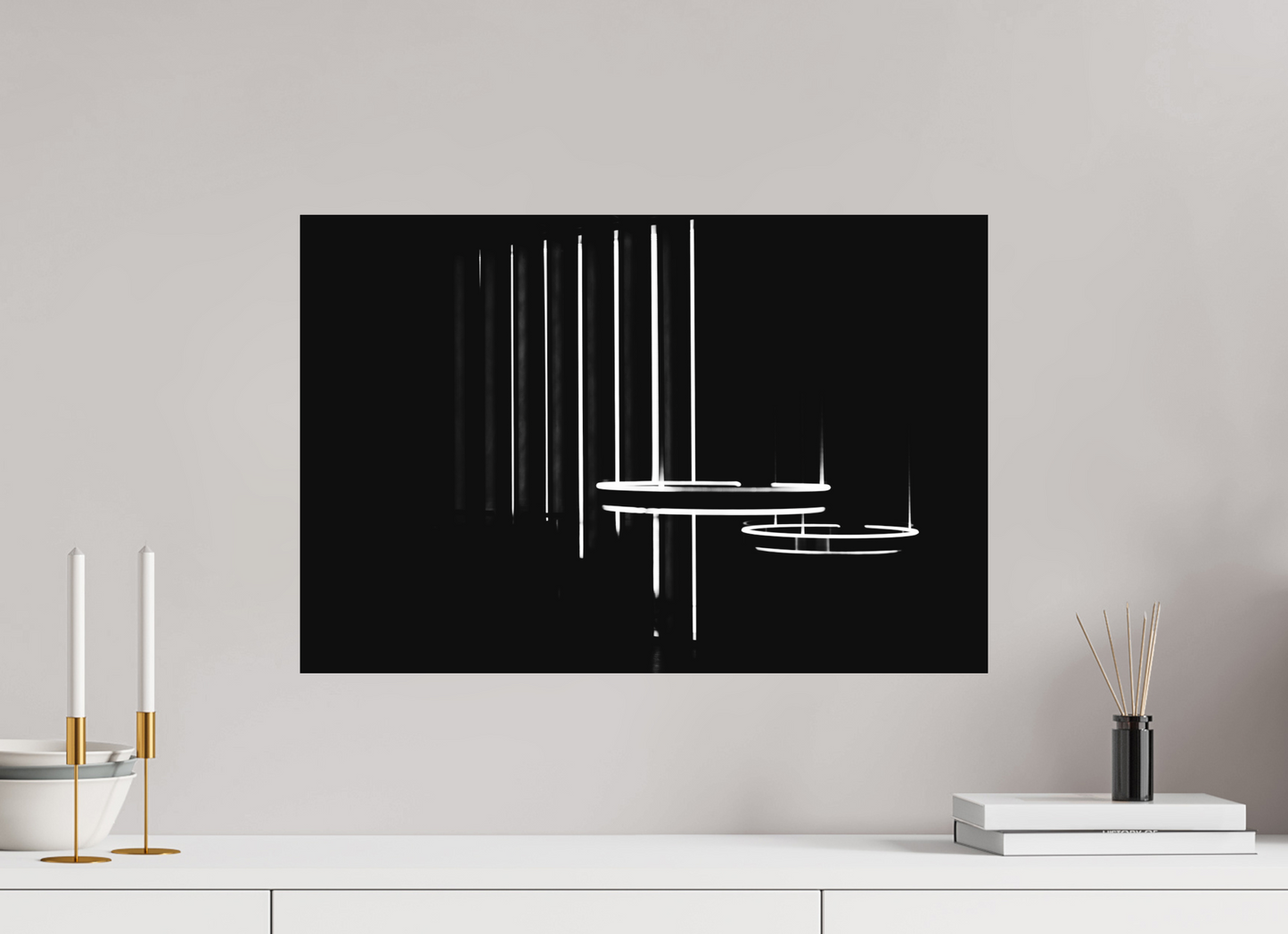 Contact - Abstrakte Schwarzweiß-Nachtfotografie - Hochwertiger Abzug in Galeriequalität