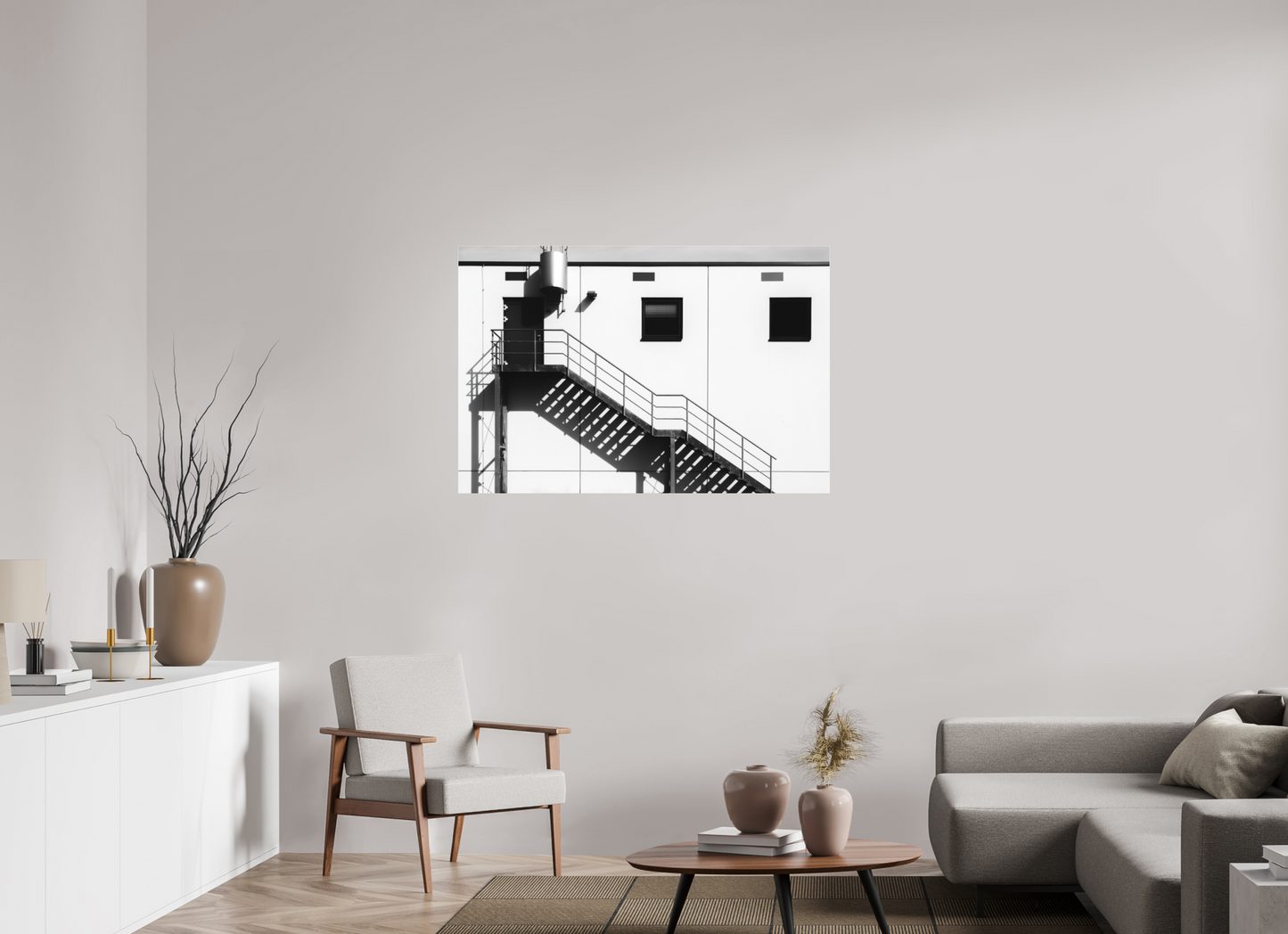 120 x 80 cm, Ilford on Aluminium behind Acrylic Glass Floating - Schwarzweiß-Architekturfotografie - Hochwertiger Abzug in Galeriequalität