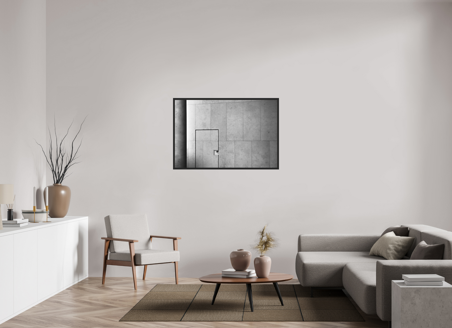 120 x 80 cm, Ilford on Aluminium, Framed Shut - Schwarzweiß-Architekturfotografie - Hochwertiger Abzug in Galeriequalität